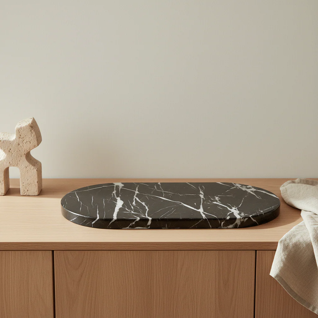 Salmo Oval Black Marble Serving Board - Image 4