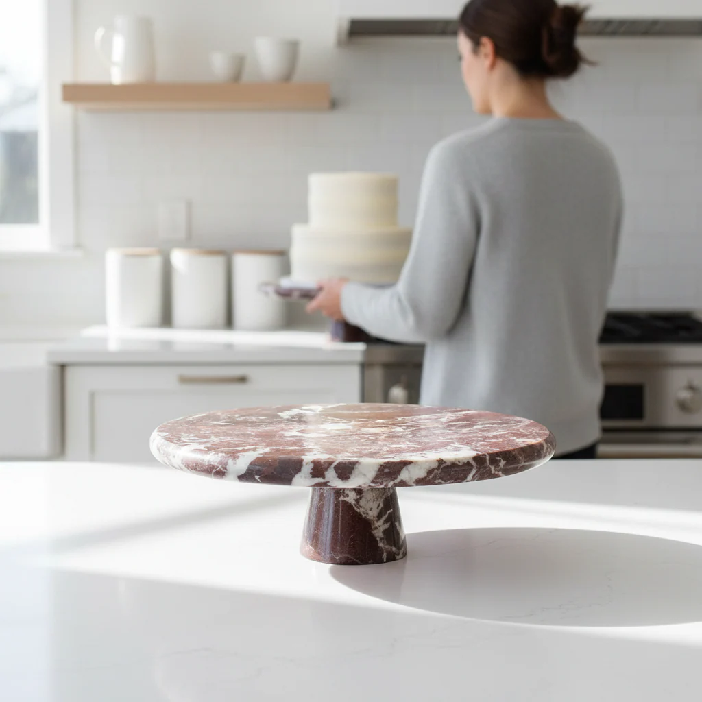 Salmo Red Marble Cake Stand - Image 2