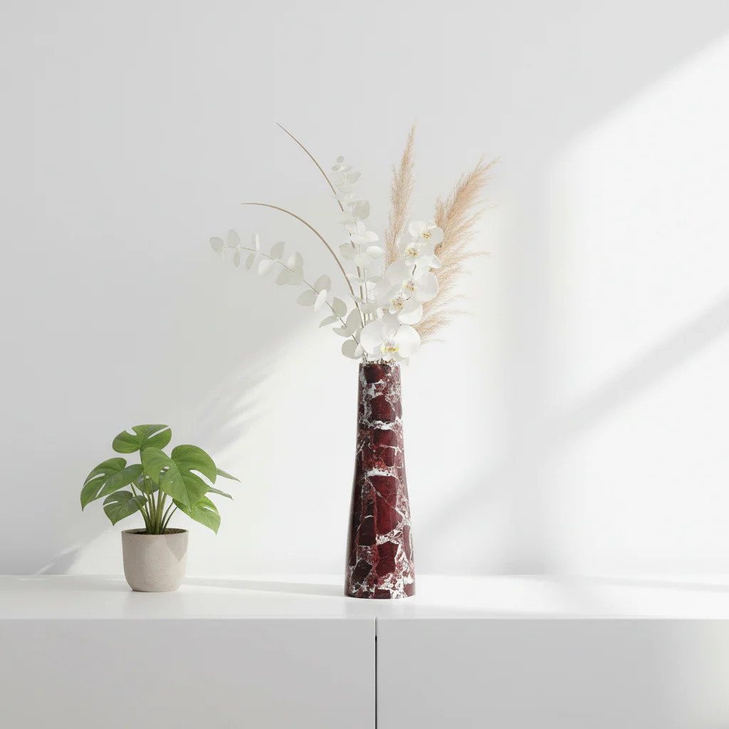 Salmo Red Marble Tapered Vase - Image 3