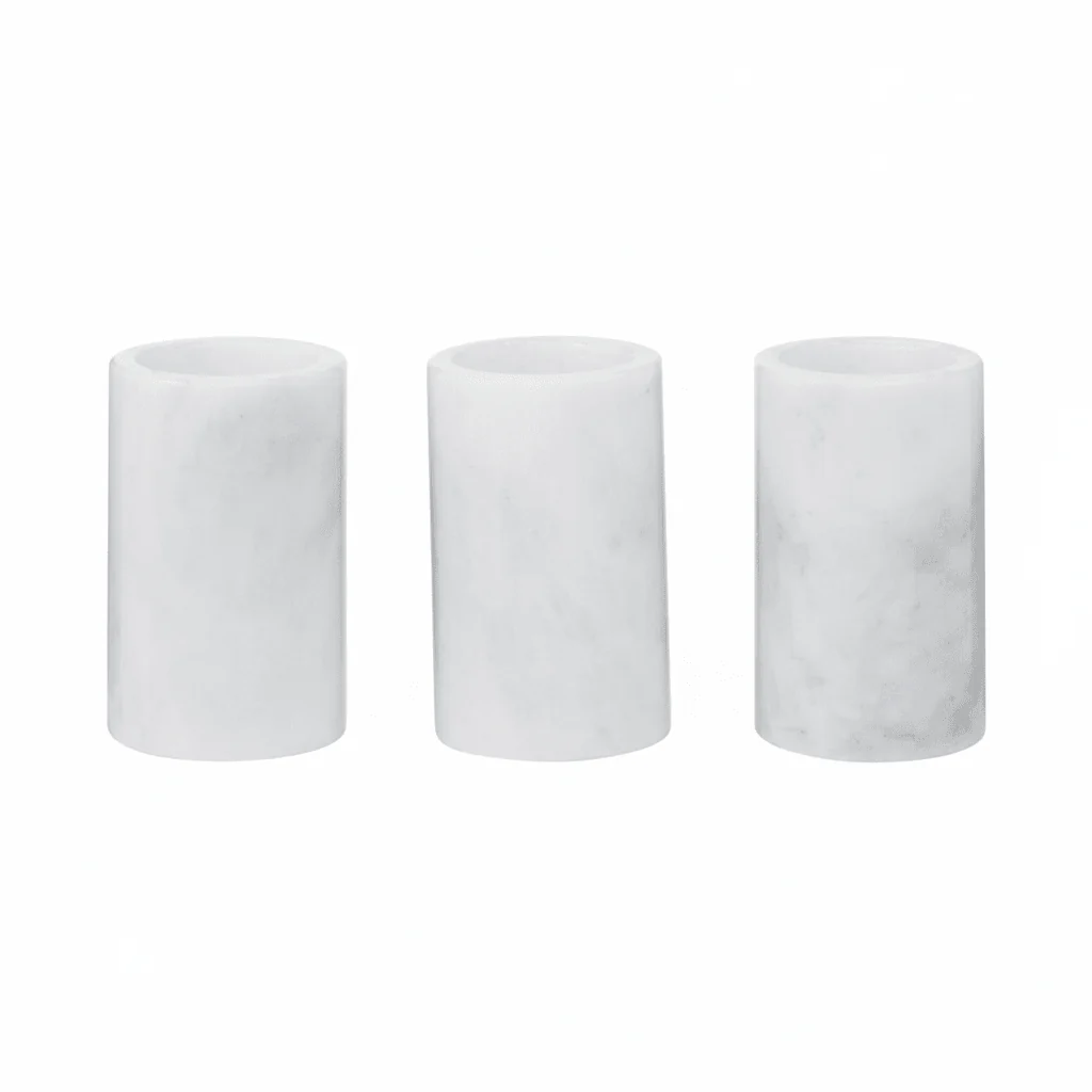 Salmo Set Of Three White Marble Tealight Holders - Image 6