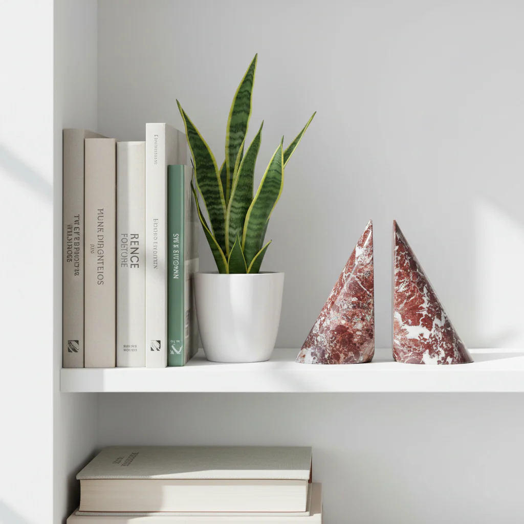 Salmo Set Of Two Red Marble Bookends - Image 3