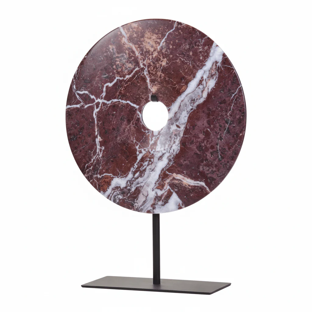 Salmo Small Round Red Marble Disc Sculpture - Image 7