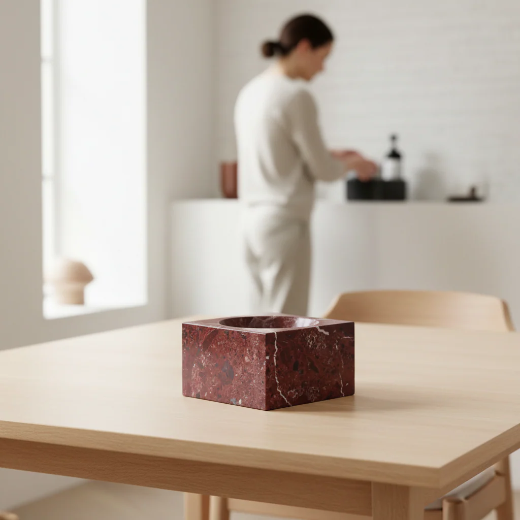 Salmo Square Red Marble Bowl - Image 2