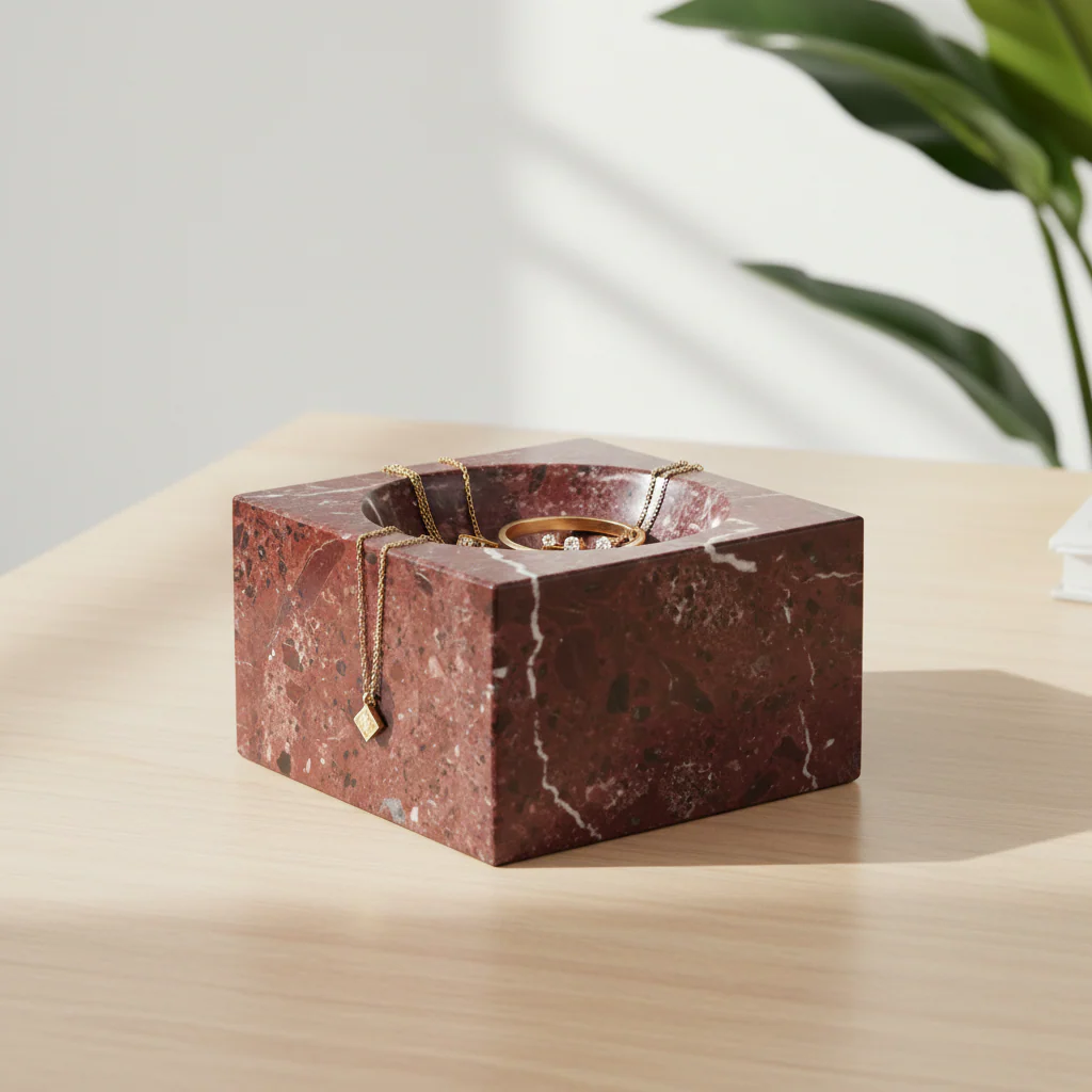 Salmo Square Red Marble Bowl - Image 4