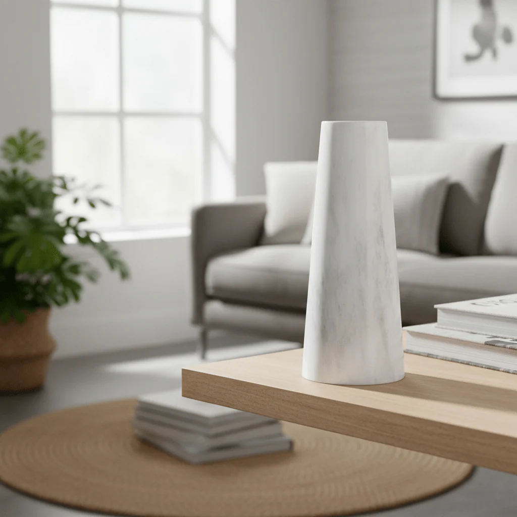 Salmo White Marble Tapered Vase - Image 7