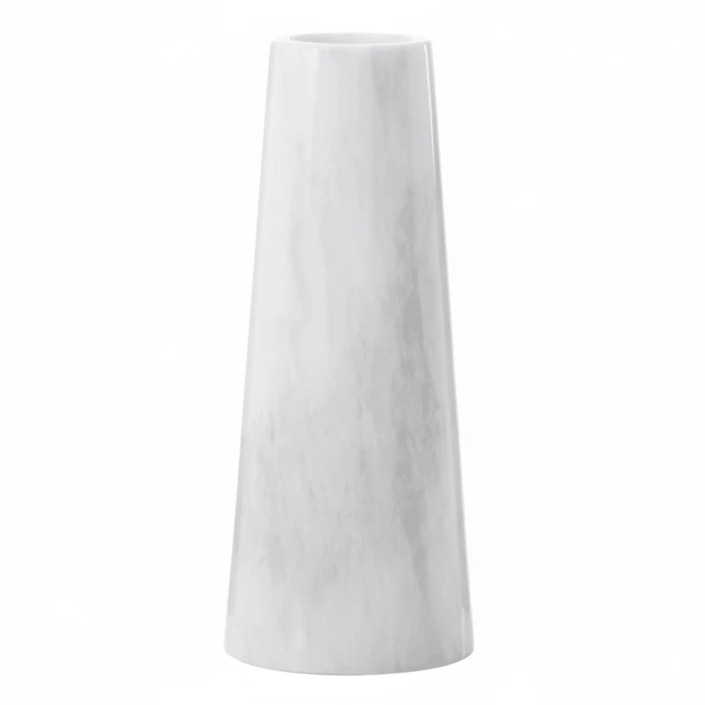 Salmo White Marble Tapered Vase - Image 8