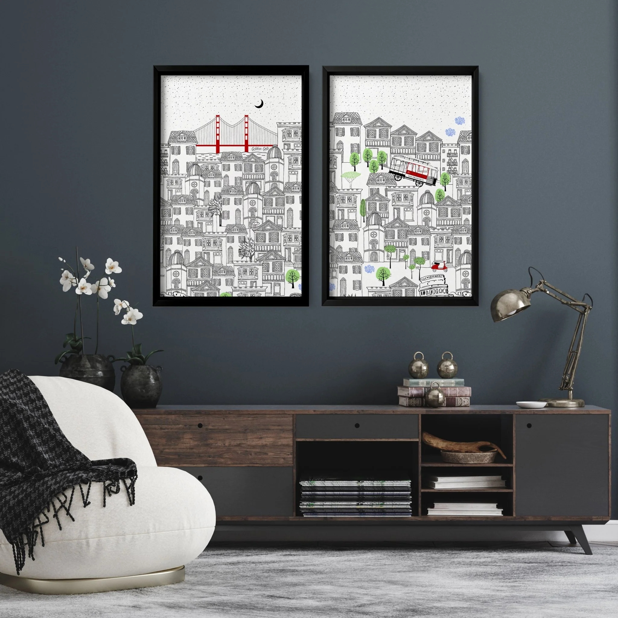San Francisco print | Set of 2 wall art travel posters - Image 2