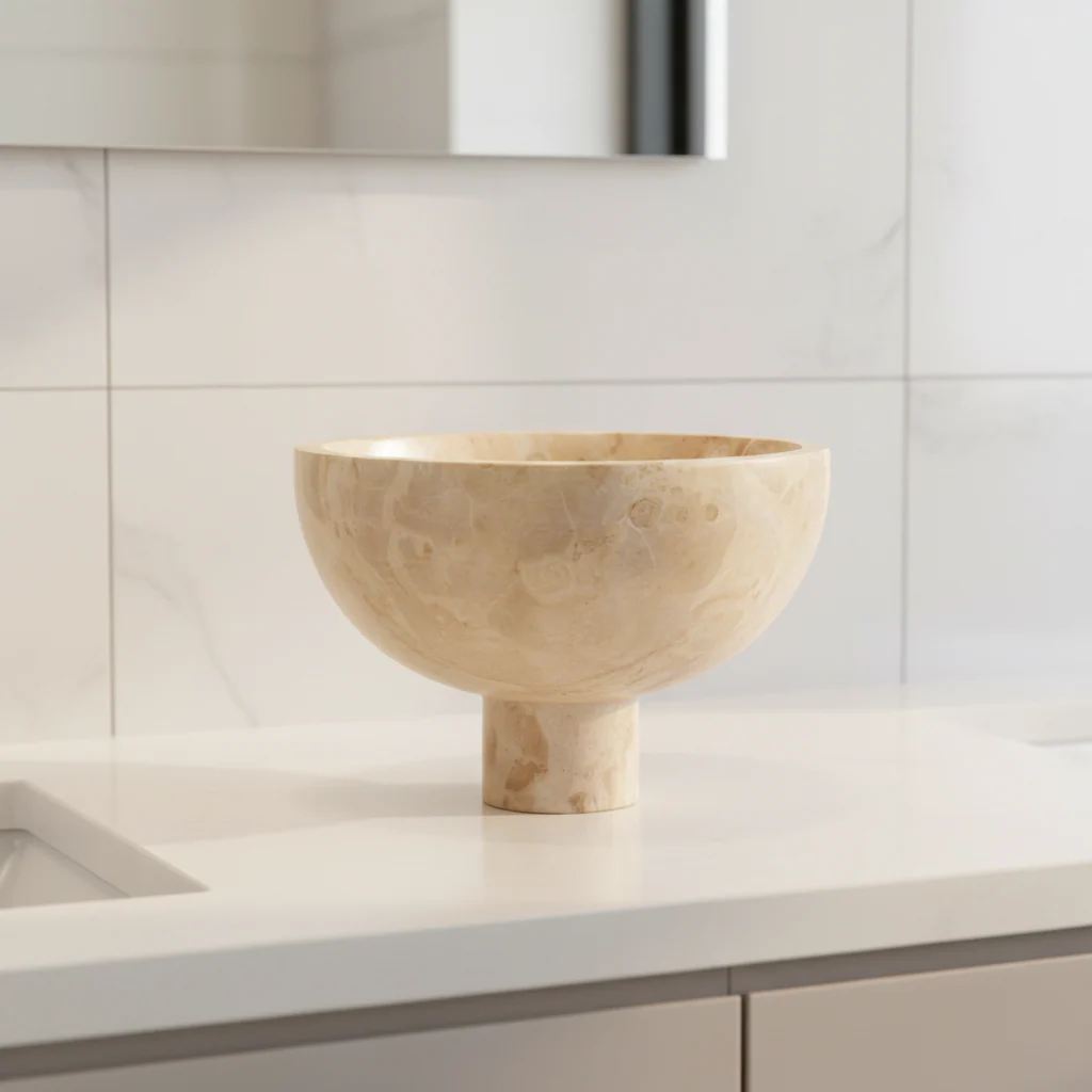 Santino Chocolate Marble Pedestal Bowl - Image 4