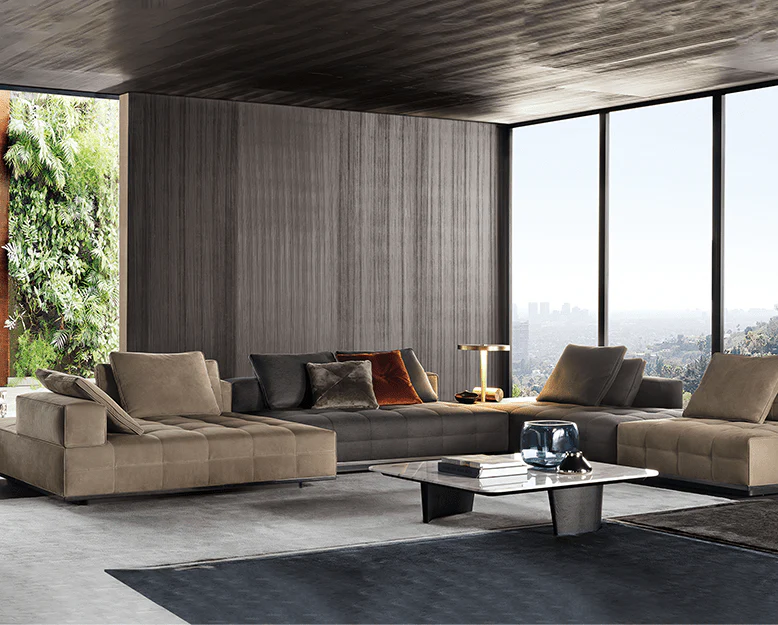 Santos L Shape Sofa, Three Seater Sofa, Nappa Real Leather - Image 2