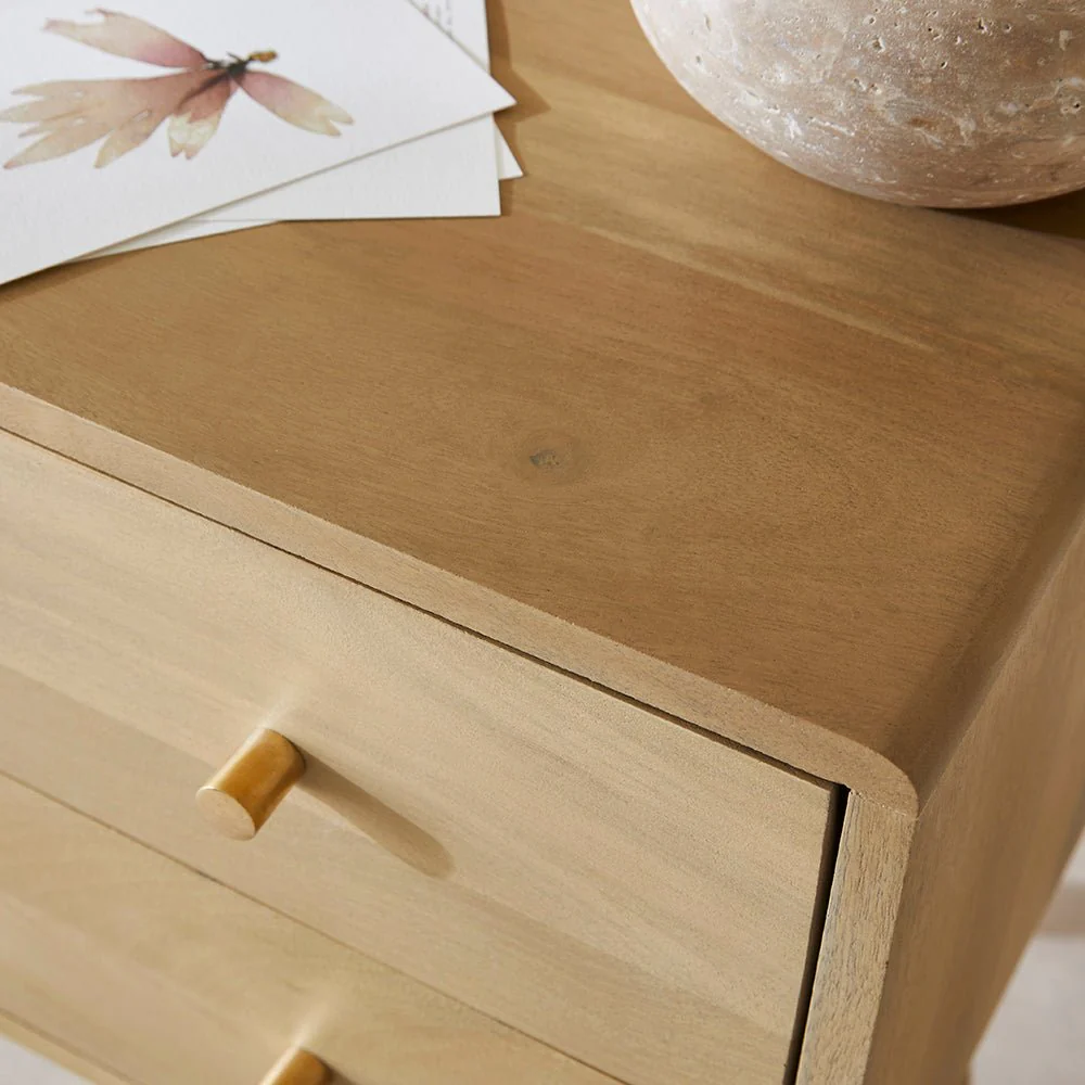 Scandinavian Light Oak Logan Narrow Bedside Table - Image 3