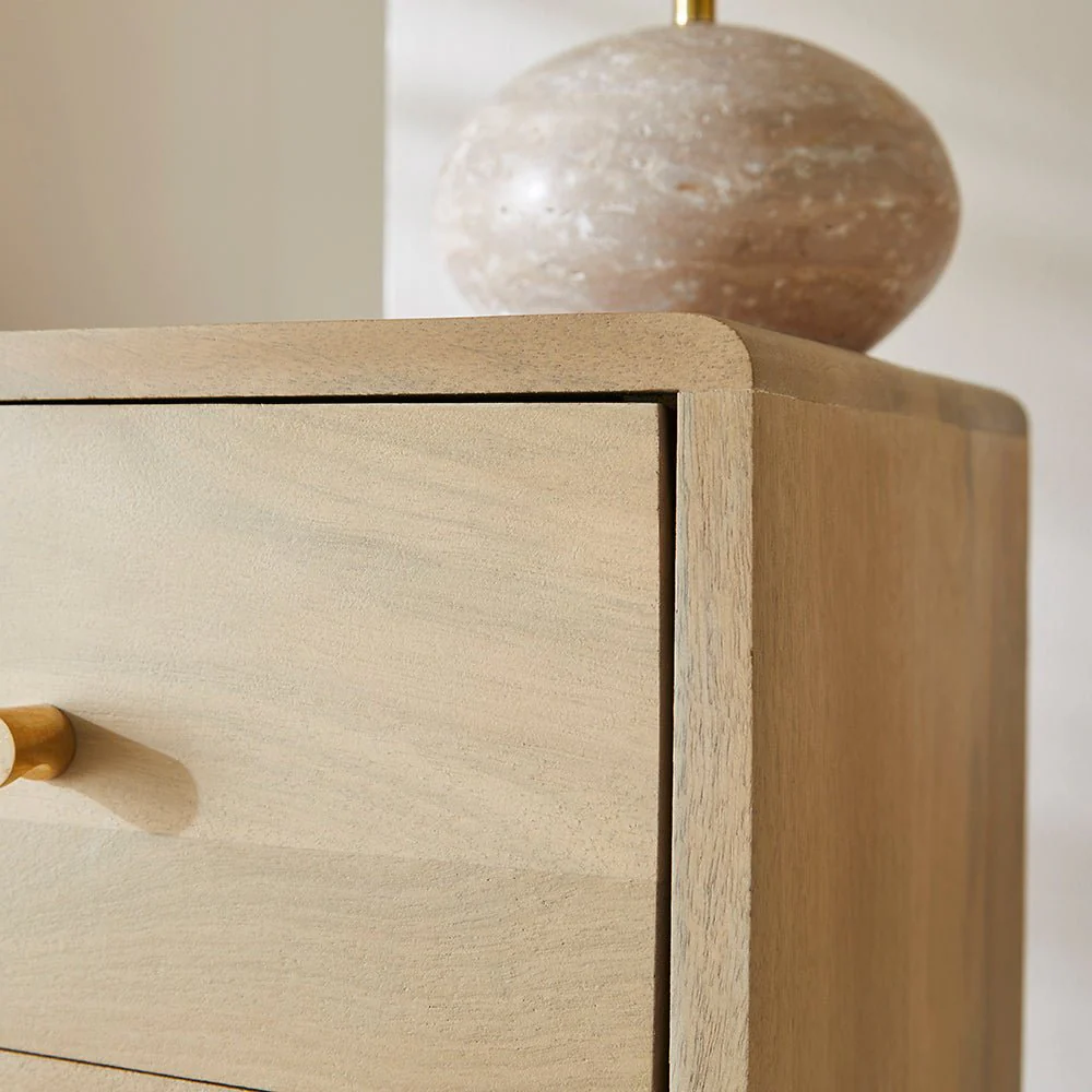 Scandinavian Light Oak Logan Narrow Bedside Table - Image 4