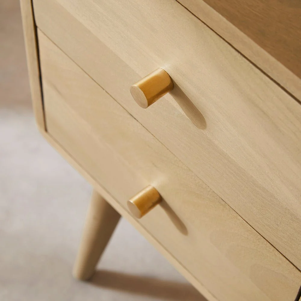 Scandinavian Light Oak Logan Narrow Bedside Table - Image 6