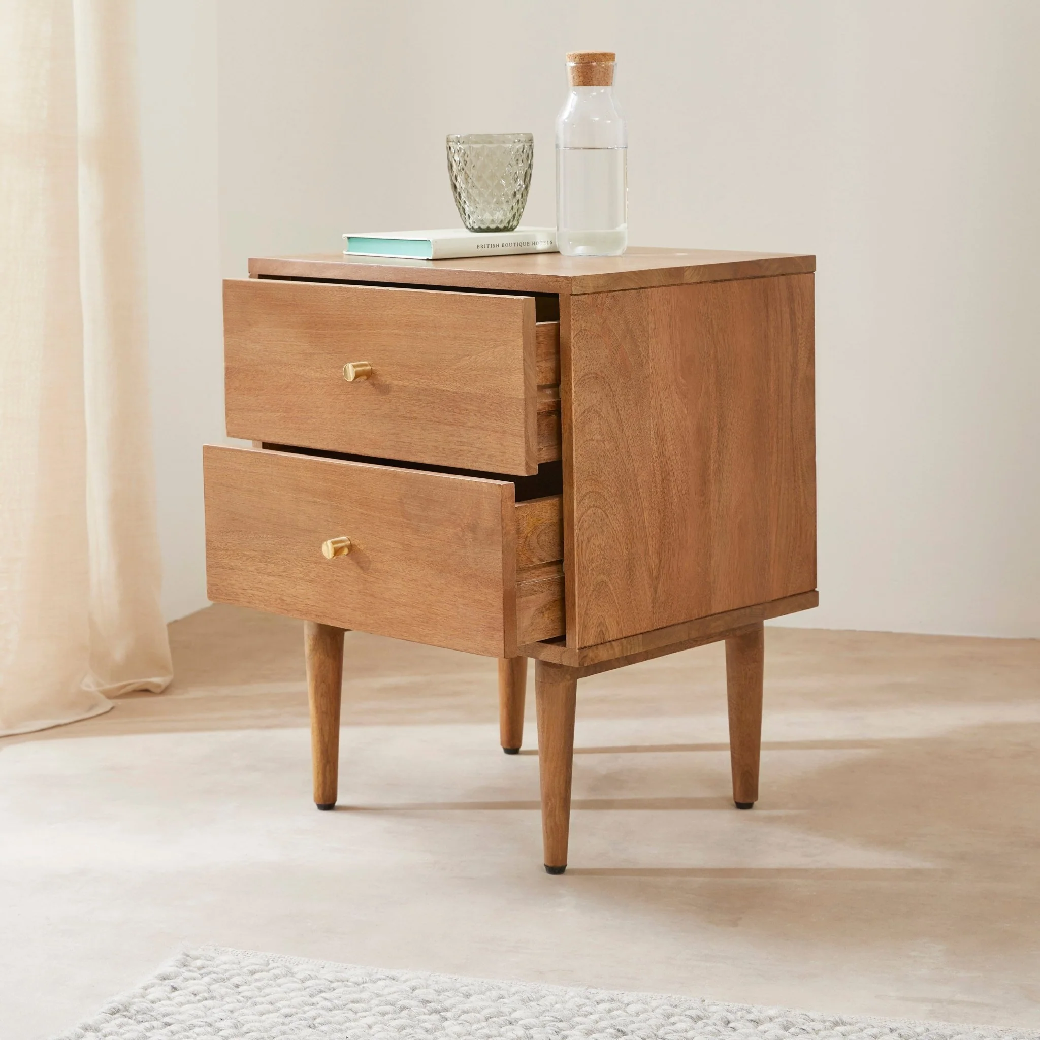 Scandinavian Light Walnut Oslo Bedside Table - Image 2