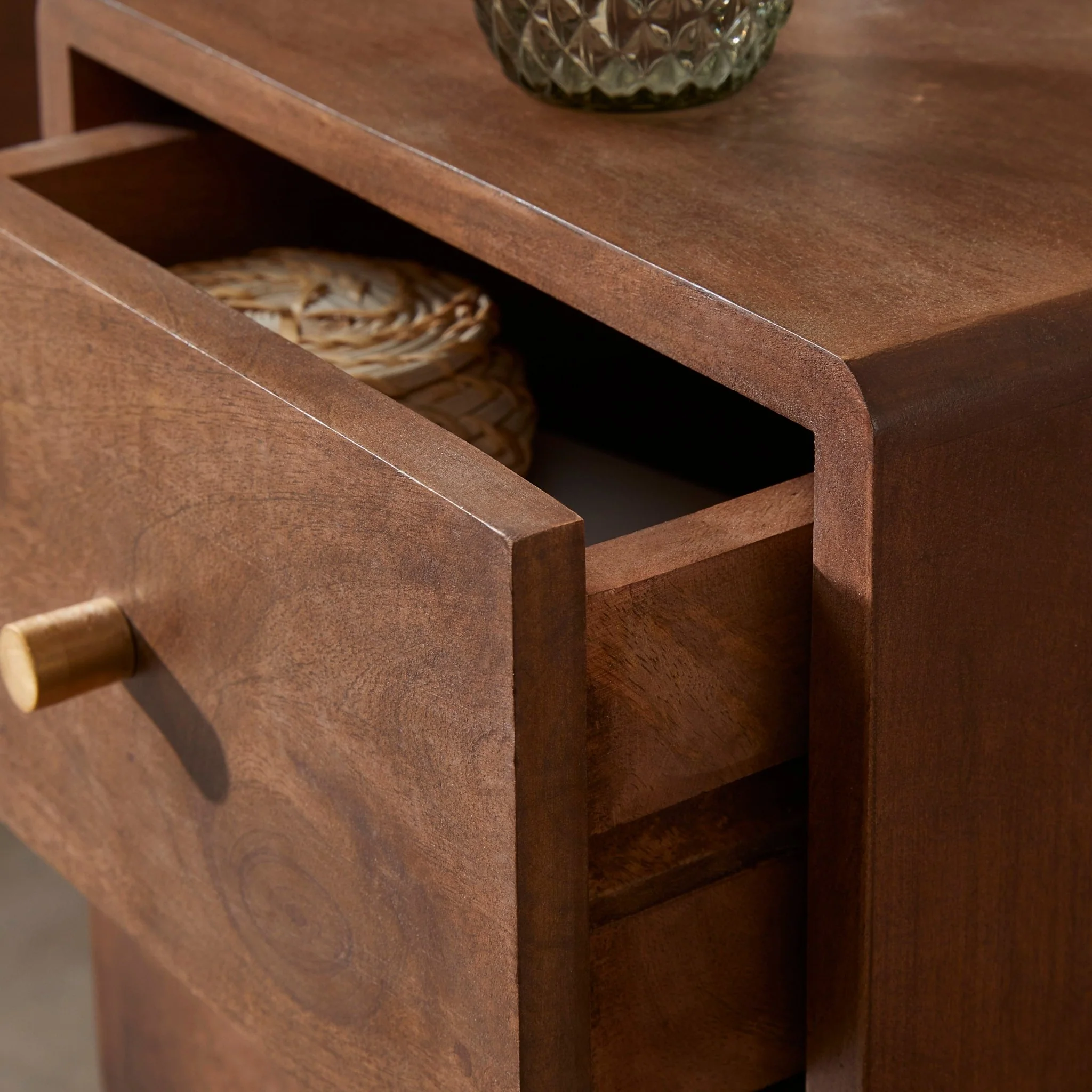 Scandinavian Walnut Logan Narrow Bedside Table - Image 4