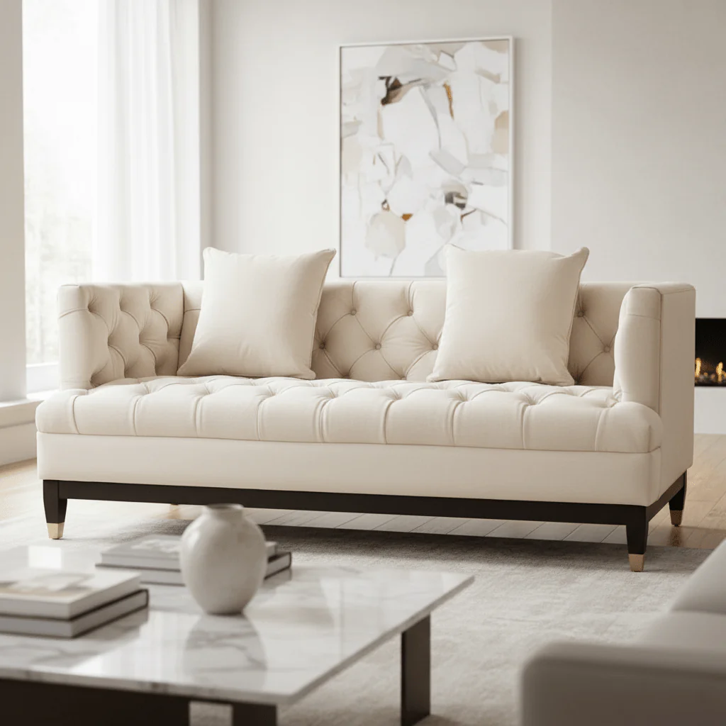 Sefira 2 Seat Ivory Fabric Sofa - Image 4
