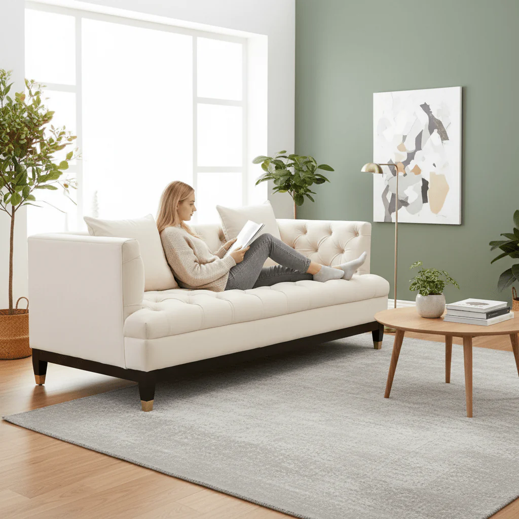 Sefira 2 Seat Ivory Fabric Sofa - Image 5
