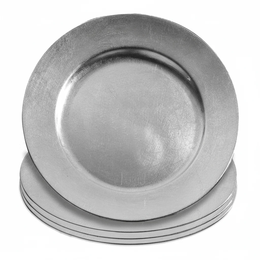 Set of Four 33cm Dia Flat Style Silver Decorative Charger Plates - Image 10