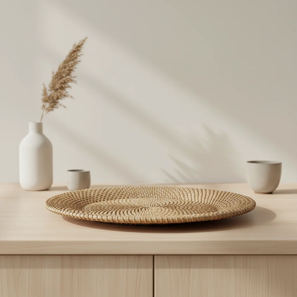 Set of Four 33cm Dia Pandanus Natural Charger Plates - Image 3