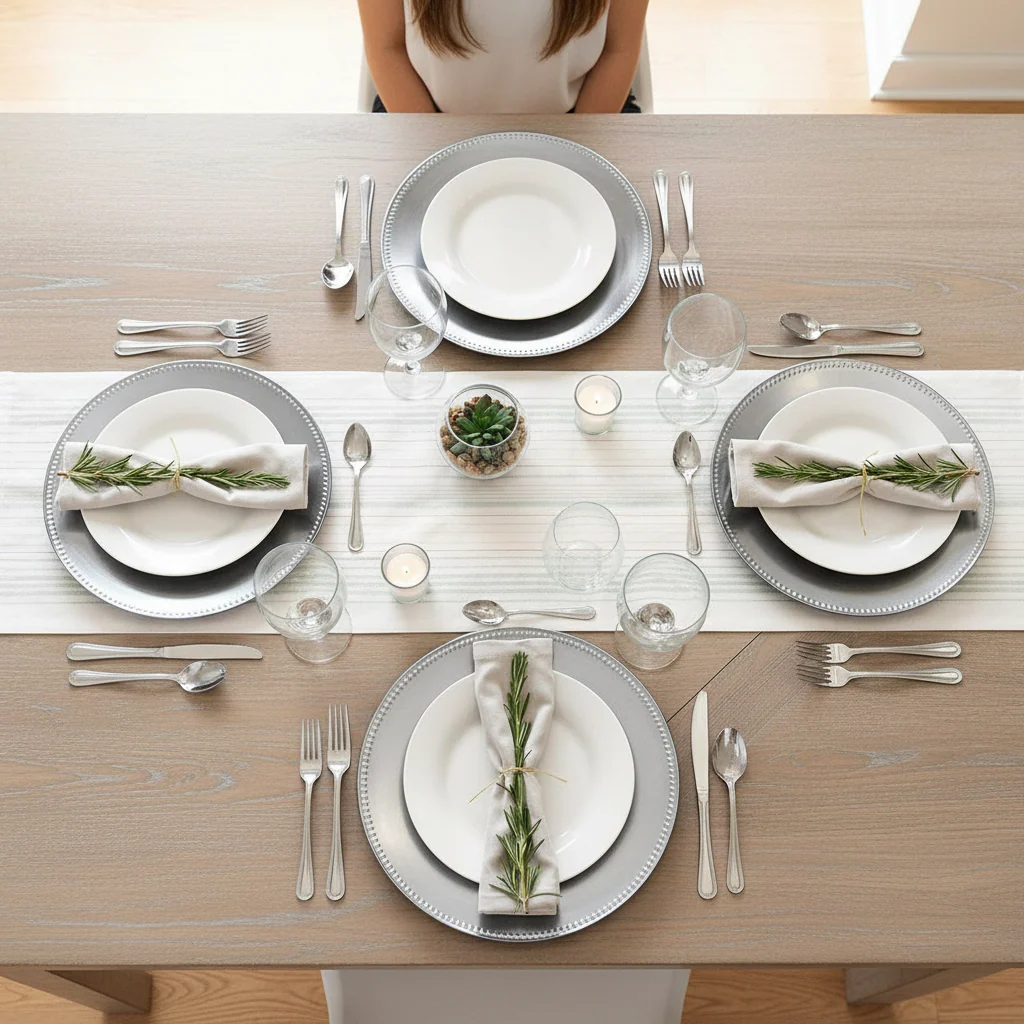 Set of Four 33cm Dia Radiance Silver Decorative Chargers - Image 7