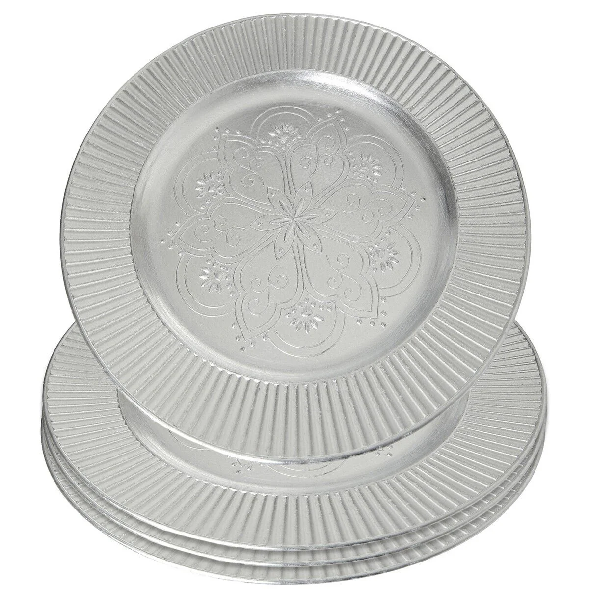 Set of Four 33cm Dia Redbud Silver Charger Plates - Image 2