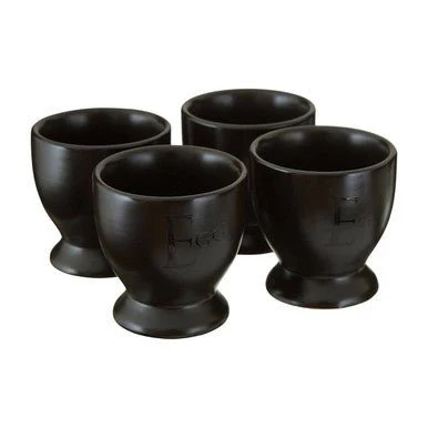 Set Of Four Black Text Egg Cups - Image 5