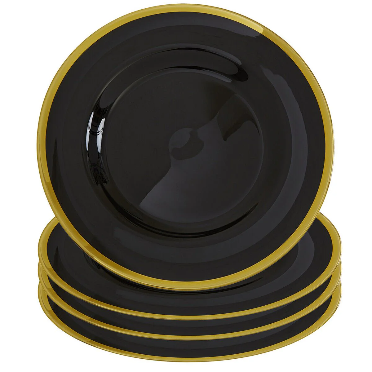 Set of Four Ida 33cm Dia Black Glass Charger Plates - Image 11