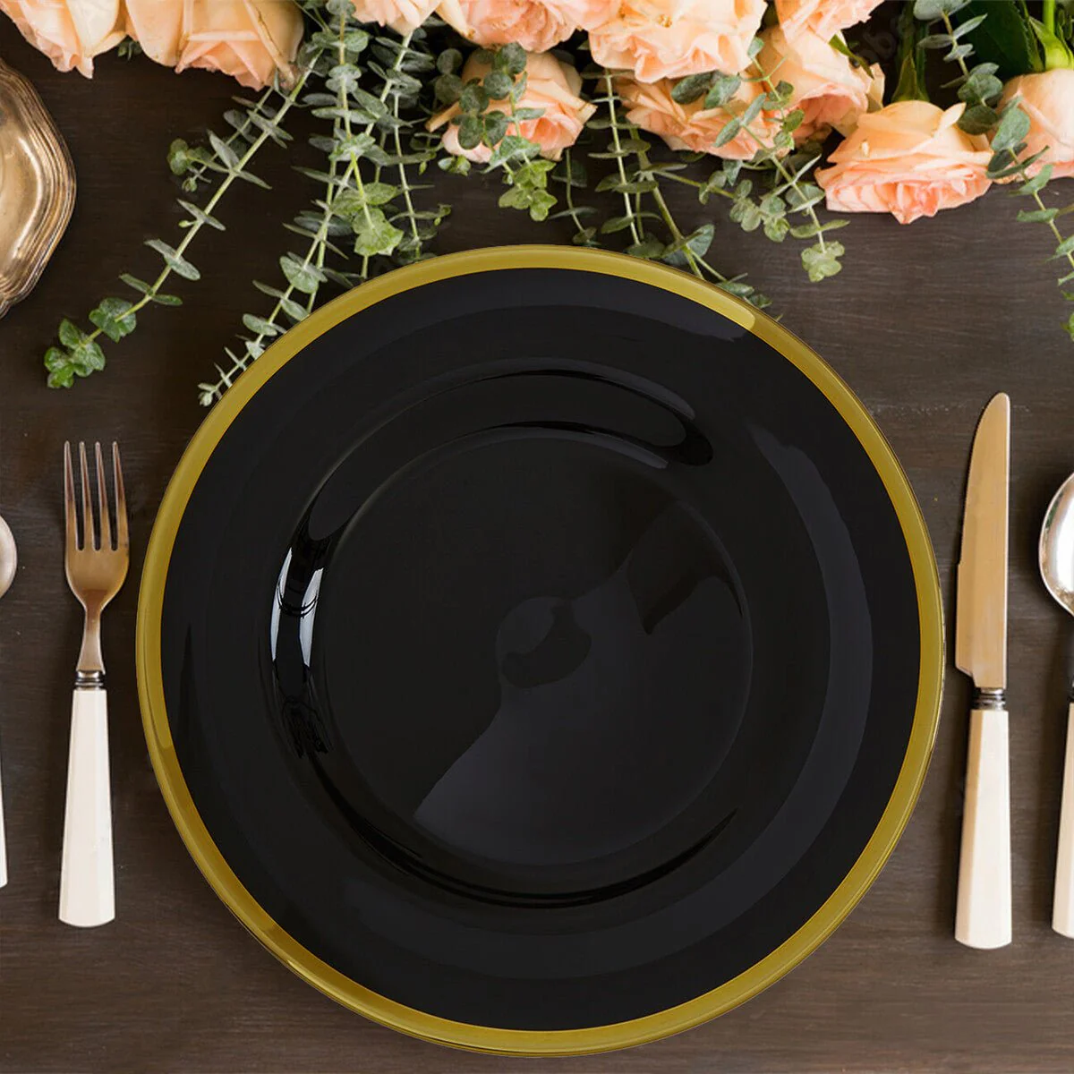 Set of Four Ida 33cm Dia Black Glass Charger Plates - Image 14