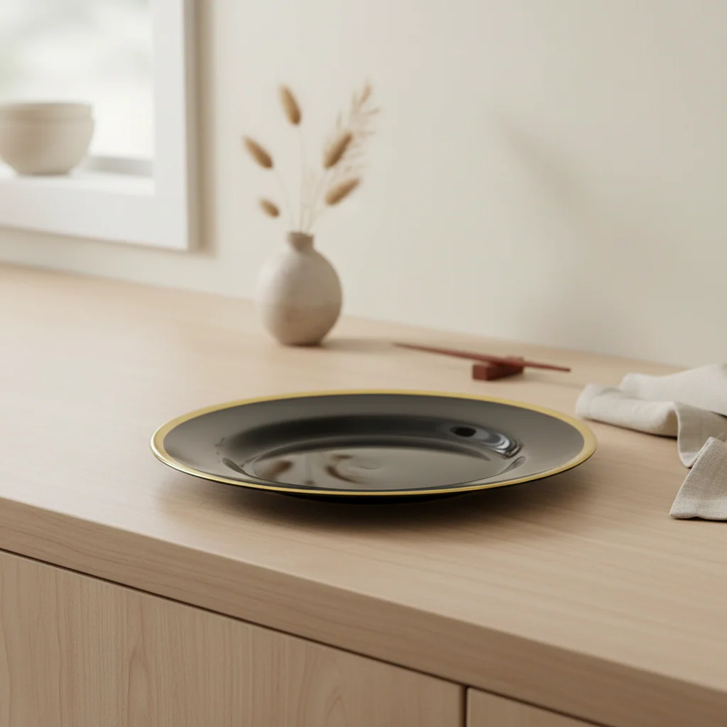Set of Four Ida 33cm Dia Black Glass Charger Plates - Image 3