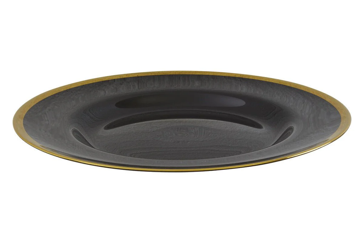 Set of Four Ida 33cm Dia Black Glass Charger Plates - Image 7