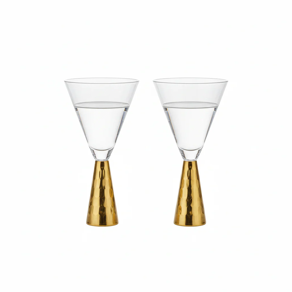 Set Of Two Astrid Wine Glasses With Gold Finish Stem