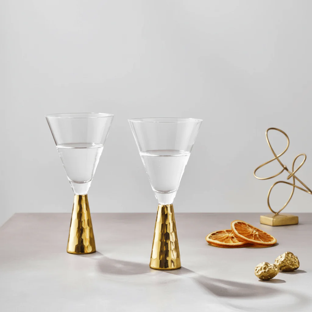 Set Of Two Astrid Wine Glasses With Gold Finish Stem - Image 4