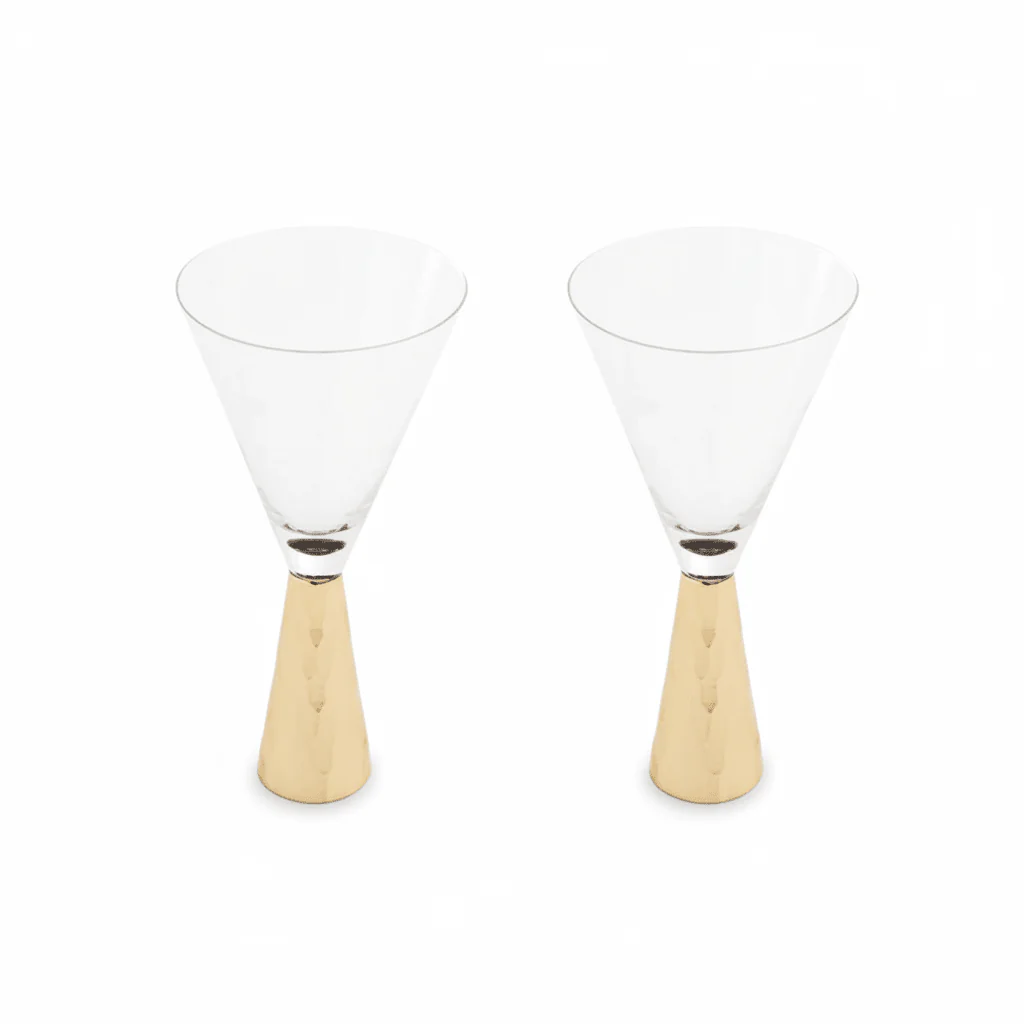 Set Of Two Astrid Wine Glasses With Gold Finish Stem - Image 6
