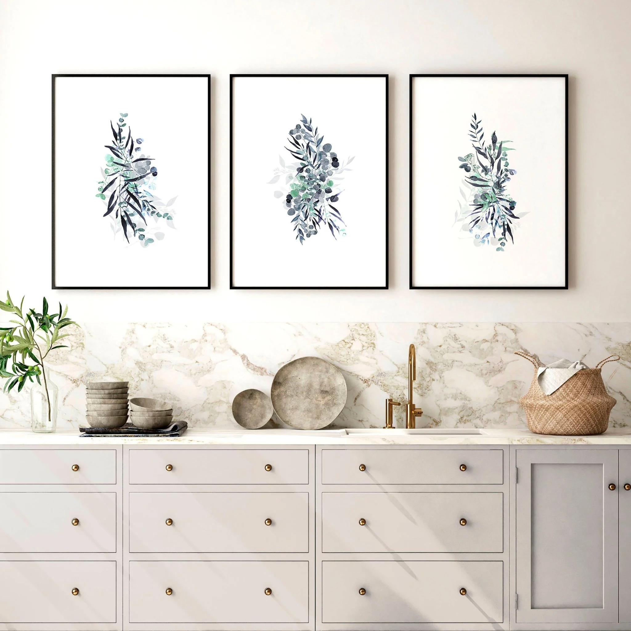 Prints for kitchens | set of 3 Boho Chic art prints - Image 3