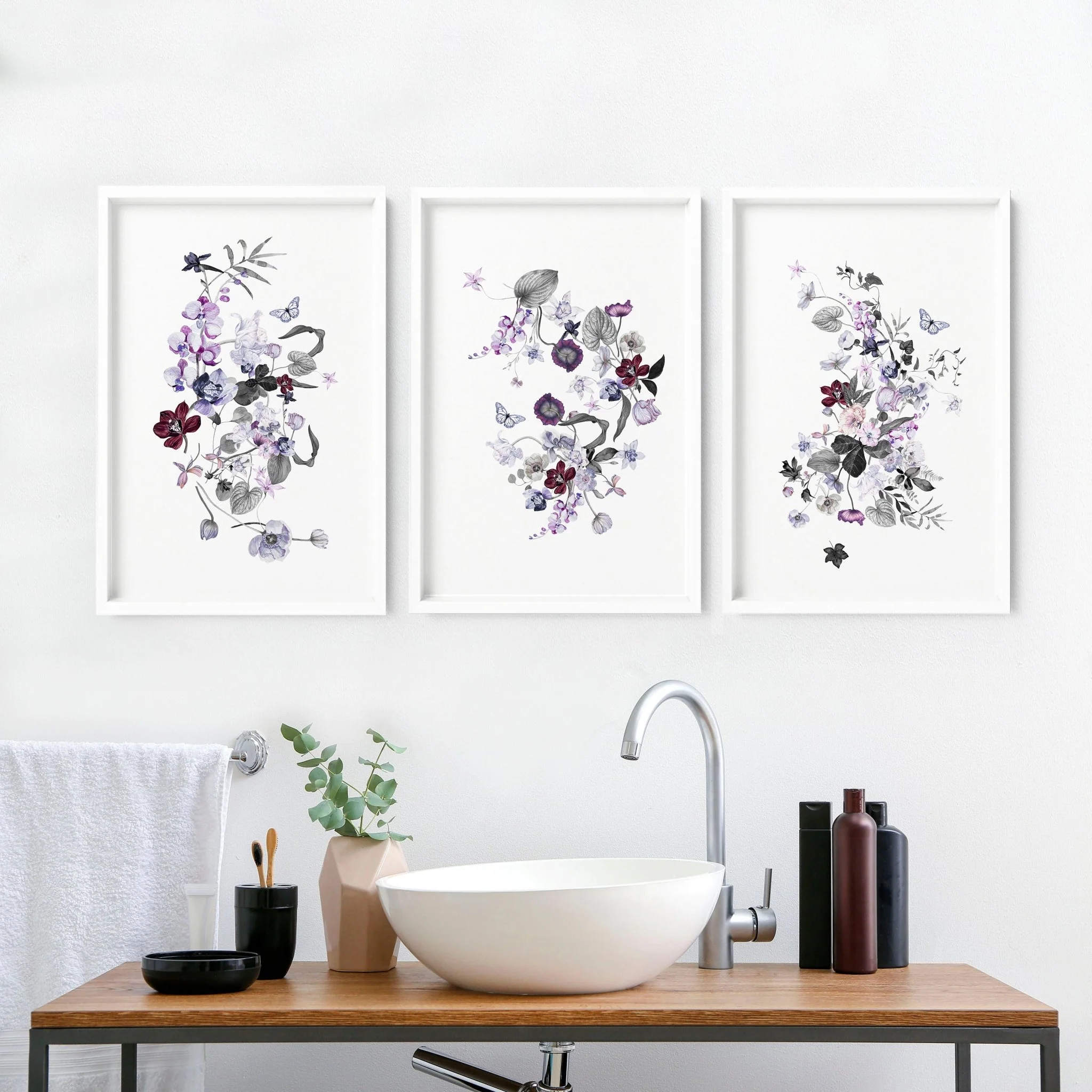 Bathroom Shabby chic wall decor | set of 3 framed wall art - Image 4
