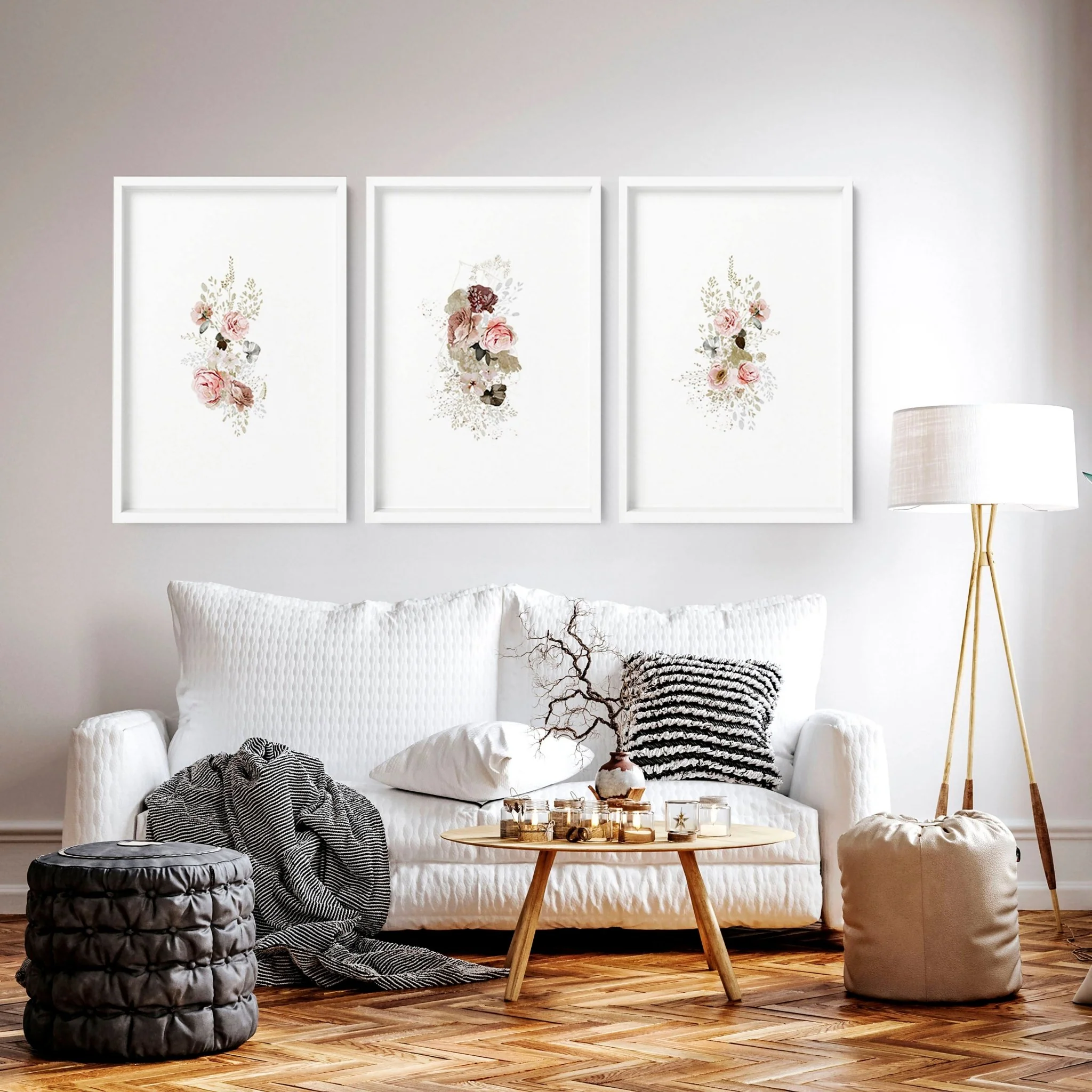 Big wall art for living room | set of 3 Shabby Chic prints - Image 3