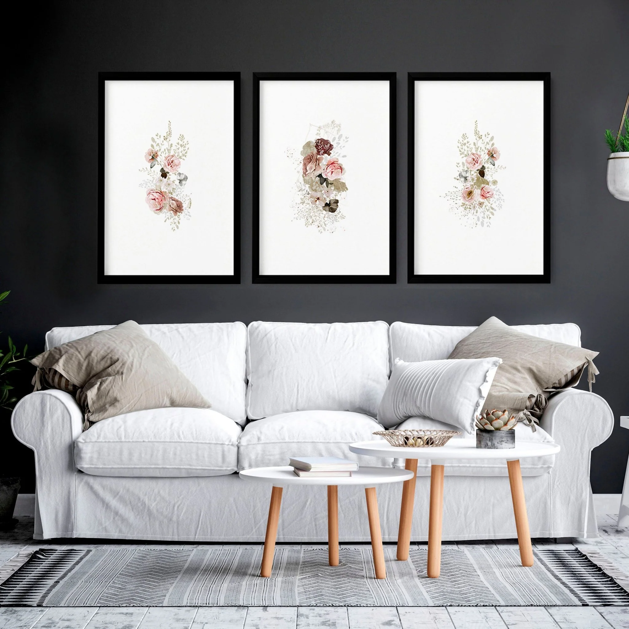 Big wall art for living room | set of 3 Shabby Chic prints - Image 4