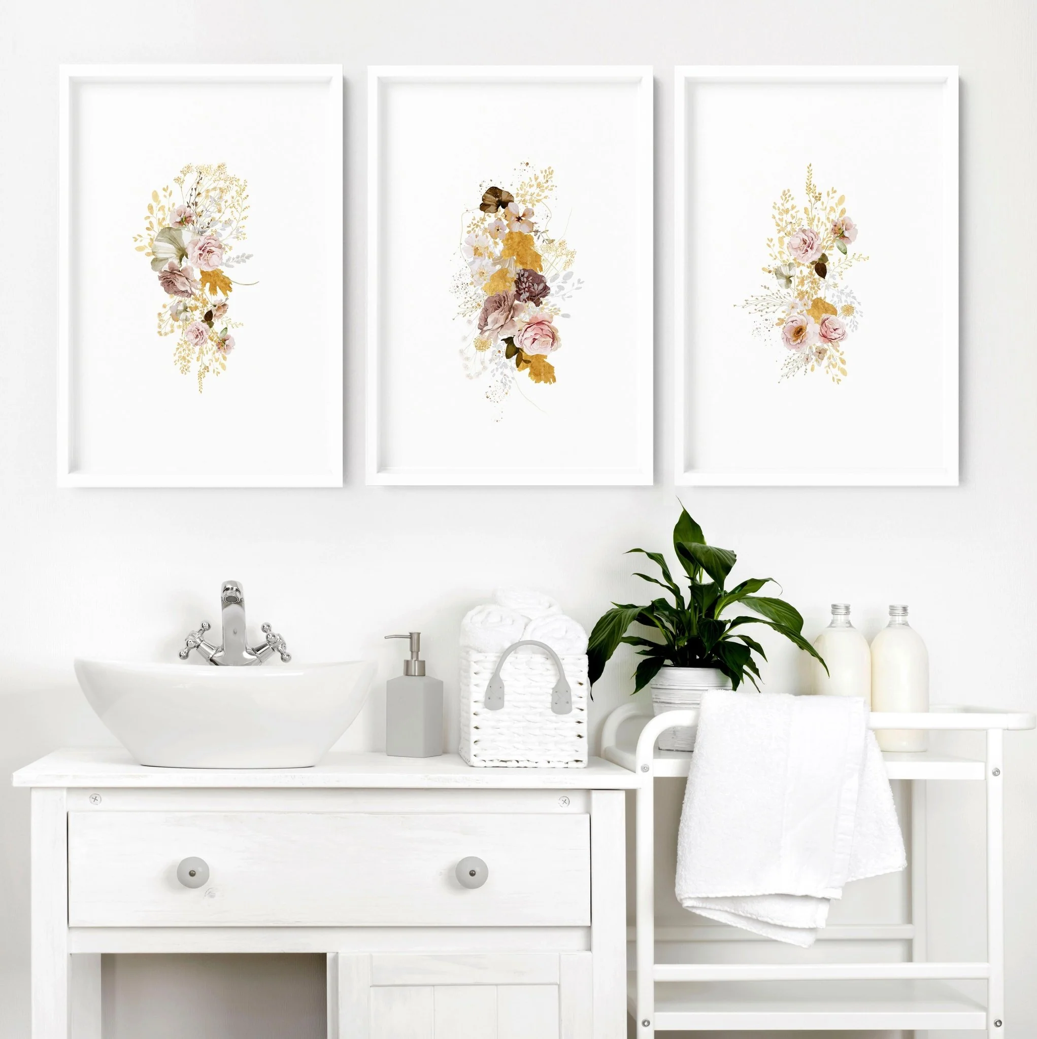 Prints for bathroom wall  | set of 3 Shabby Chic wall art - Image 7