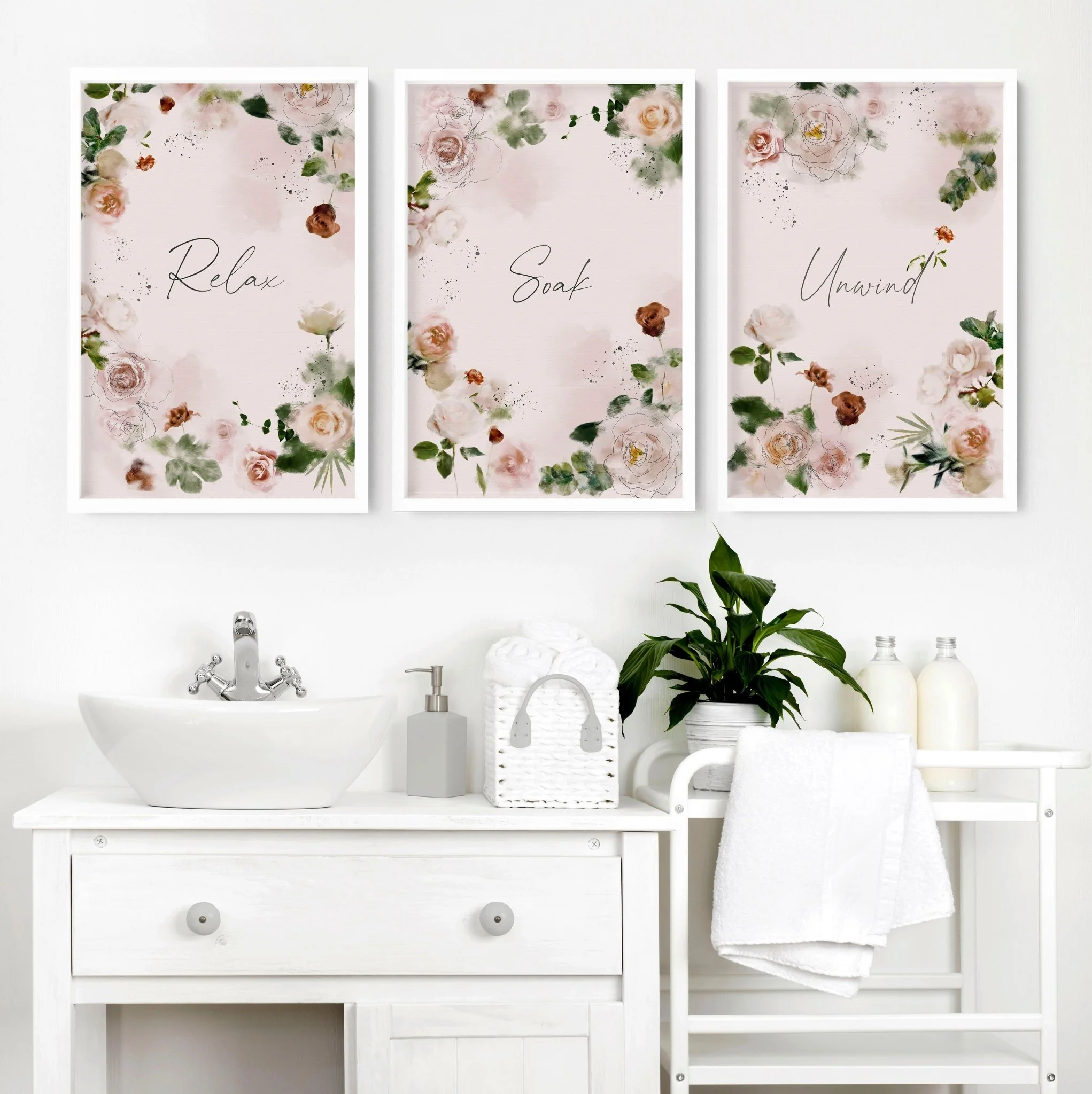 Shabby chic style | set of 3 bathroom wall prints - Image 3
