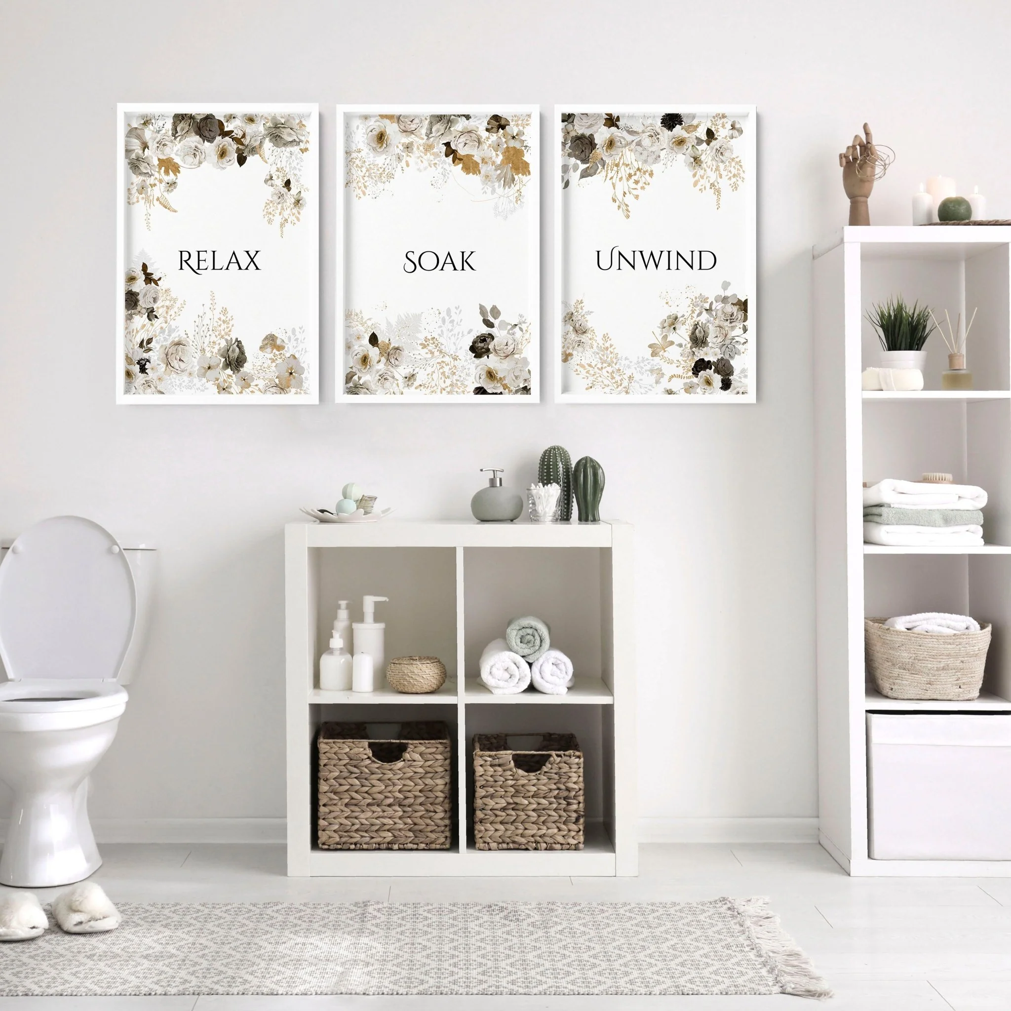 Shabby Chic Wall art | set of 3 framed bathroom prints - Image 7