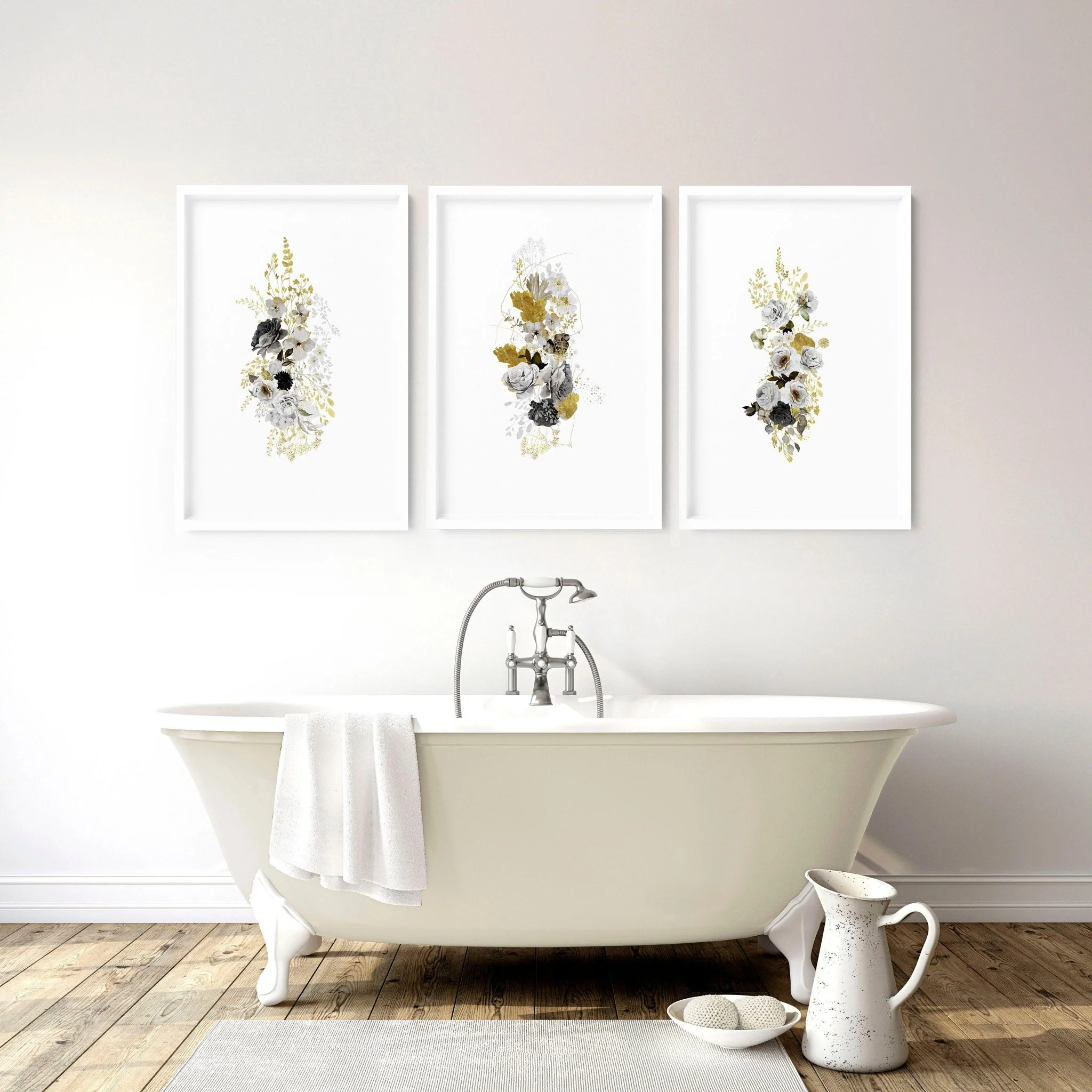 Wall decor for the bathroom | set of 3 Shabby Chic wall prints - Image 2