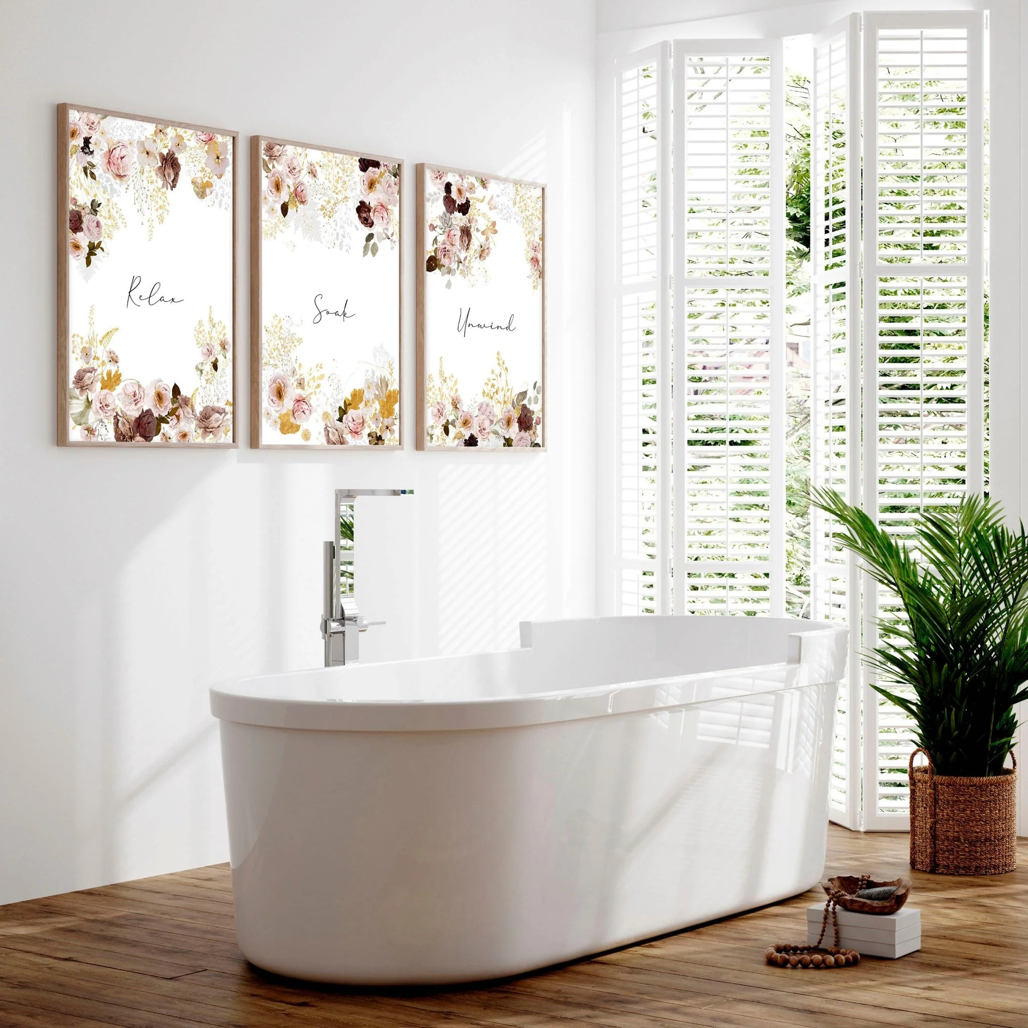 Shabby Chic Wall Hangings | set of 3 bathroom prints - Image 2