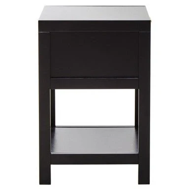 Sherman Black Wood and Natural Rattan One Drawer Bedside Table - Image 9