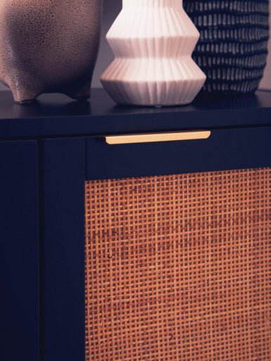Sherman Black Wood and Rattan Two Door Side Cabinet - Image 11