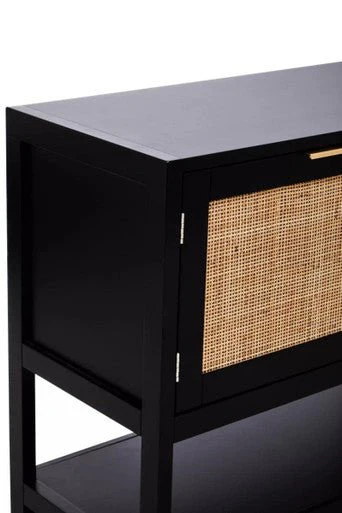 Sherman Black Wood and Rattan Two Door Side Cabinet - Image 12