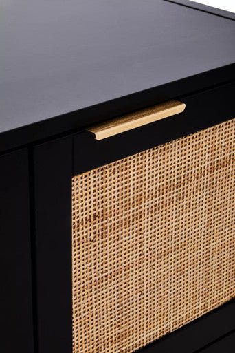 Sherman Black Wood and Rattan Two Door Side Cabinet - Image 13