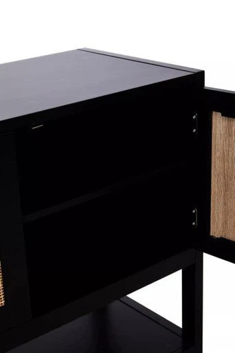 Sherman Black Wood and Rattan Two Door Side Cabinet - Image 14