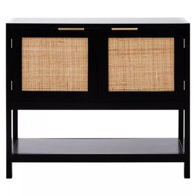 Sherman Black Wood and Rattan Two Door Side Cabinet - Image 5