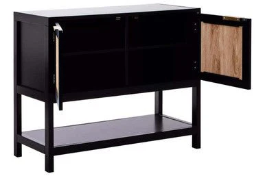 Sherman Black Wood and Rattan Two Door Side Cabinet - Image 8