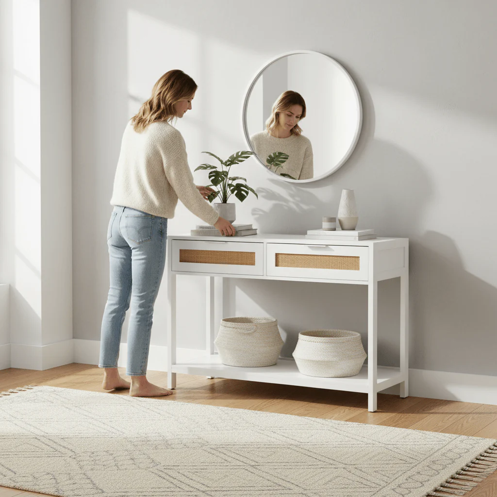 Sherman White Wood Console Table - Image 2