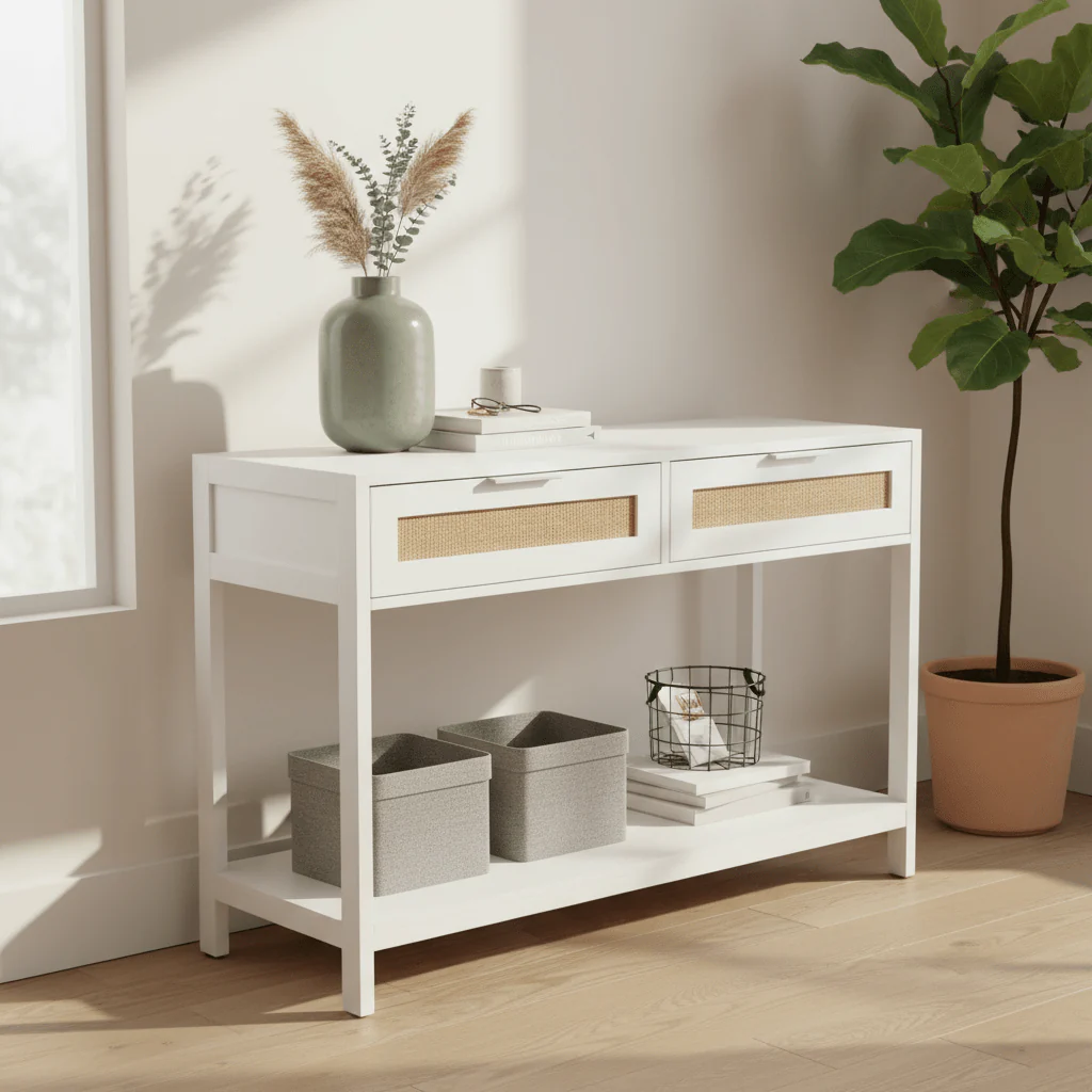 Sherman White Wood Console Table - Image 3